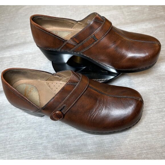Dansko Solstice Burnished Brown Leather Slip-On Clogs Women’s US 10.5 (EU 41) - Picture 1 of 10